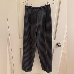 VINTAGE Women's Black menswear-style Pinstripe Trousers by Necessary Objects